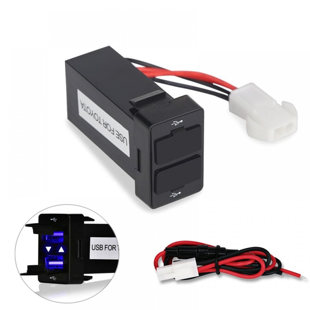 For TOYOTA 12v 24v Dual Usb Car Charger Usb 2.1A 2 Port Interface Auto Power Adapter Dashboard Socket Car Modification