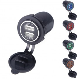 Dual Usb Car Charger Socket 5V 2.1A  4.2A Waterproof Motorcycle/Vehicle/Auto/Car Power Adapter for Iphone 6s/7 for Samsung S6