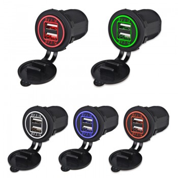 Dual Usb Car Charger Socket 5V 2.1A  4.2A Waterproof Motorcycle/Vehicle/Auto/Car Power Adapter for Iphone 6s/7 for Samsung S6