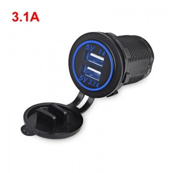 Dual Usb Car Charger Socket 5V 2.1A  4.2A Waterproof Motorcycle/Vehicle/Auto/Car Power Adapter for Iphone 6s/7 for Samsung S6