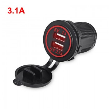 Dual Usb Car Charger Socket 5V 2.1A  4.2A Waterproof Motorcycle/Vehicle/Auto/Car Power Adapter for Iphone 6s/7 for Samsung S6