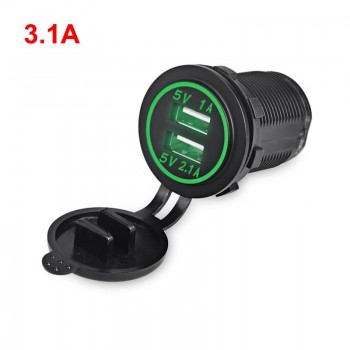 Dual Usb Car Charger Socket 5V 2.1A  4.2A Waterproof Motorcycle/Vehicle/Auto/Car Power Adapter for Iphone 6s/7 for Samsung S6