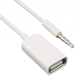 Dewtreetali Male AUX Audio Plug Jack To USB 2.0 Type A Female OTG Cable Adapter Converter Cord Cable Car MP3 1PC White 3.5mm