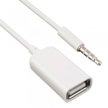 Dewtreetali Male AUX Audio Plug Jack To USB 2.0 Type A Female OTG Cable Adapter Converter Cord Cable Car MP3 1PC White 3.5mm