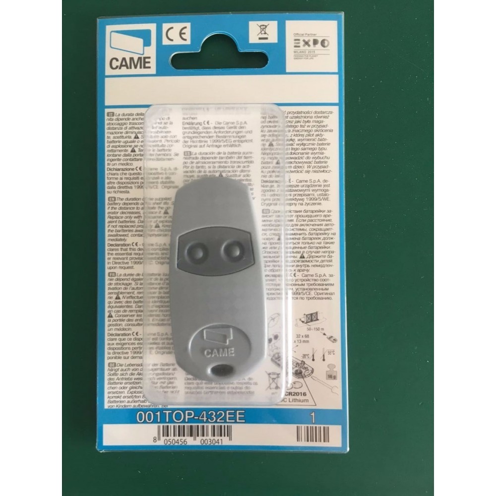 2 channel Came TOP 432EE remote control a replacement of TOP 432 NA/SA/EV  433.92mhz  fixed code