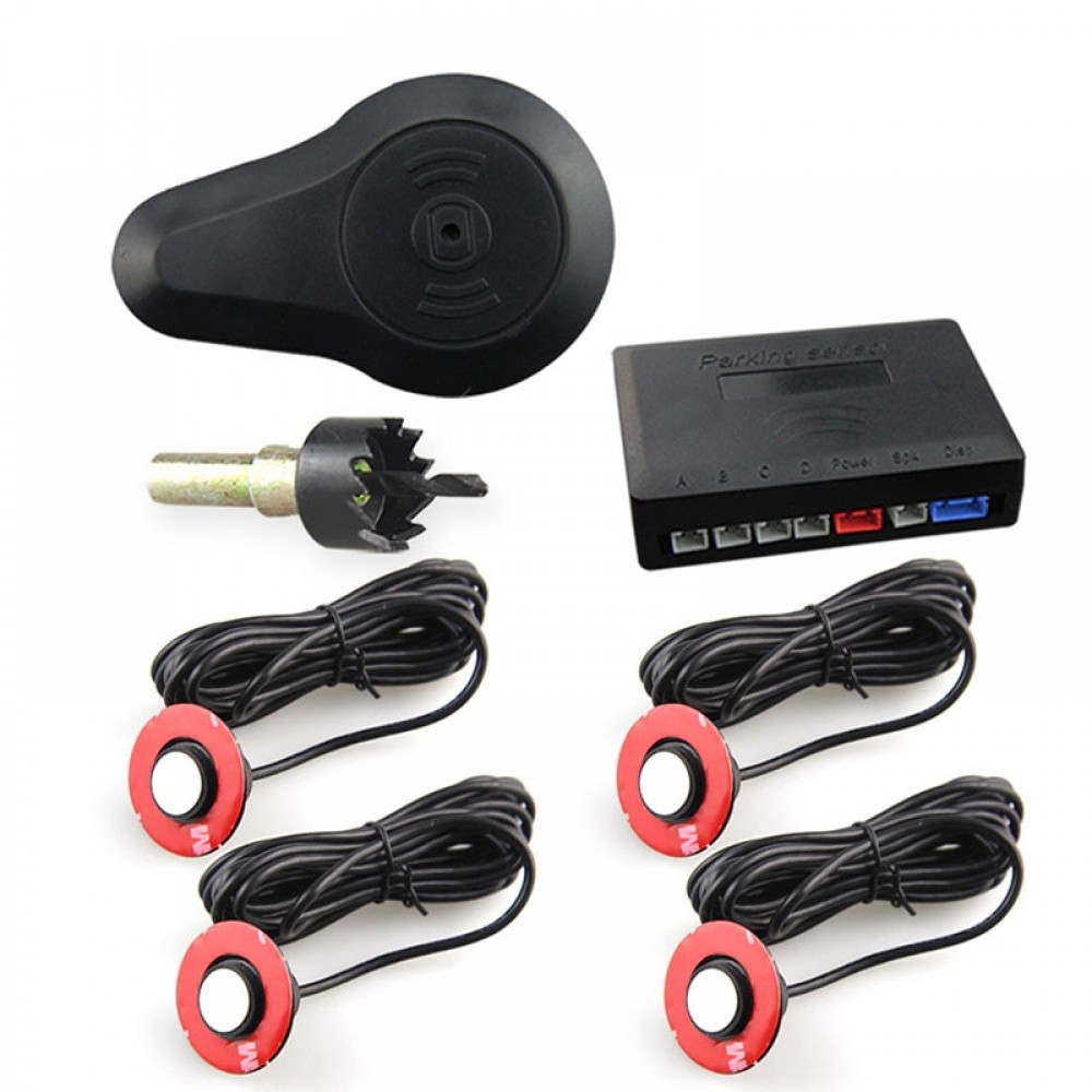 Car Parking Sensors  Parktronics 4 Black/silver/white 13mm Adjustable Flat Sensors Reverse Backup Radar Sound Buzzer Alarm 008