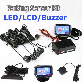 Viecar 4 Sensors LED Display/ LCD Display /Buzzer 22mm Car Parking Sensor Kit  Reverse Backup Car Parking Radar Monitor