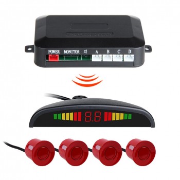 High Quality Wireless Car Parking Rear Reverse 4 Sensors Buzzer Radar LED Display Audio Alarm Reversing Sensor Car Accessories