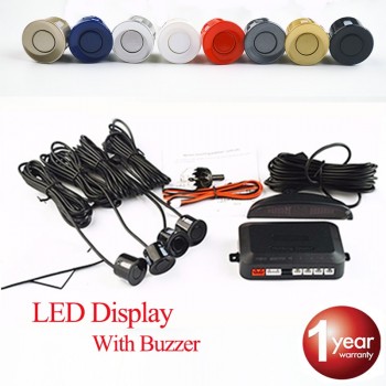 SINOVCLE Car LED Parking Sensor Kit 4 Sensors 22mm Backlight Display Reverse Backup Radar Monitor System 12V 8 Colors
