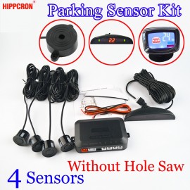 Car Parking Sensor Kit No Hole Saw Buzzer / LED / LCD Display Backup Radar Monitor System 12V 8 Colors 4 Sensors 22mm