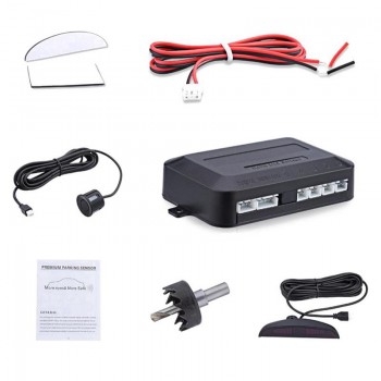 Car LED Reverse Backup Radar Monitor Auto System Alarm Parking Sensor Kit 4 Sensors 22mm Back Light Display 30cm-250cm
