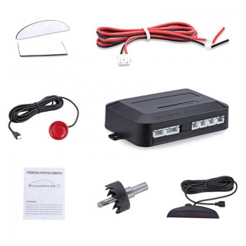 Car LED Reverse Backup Radar Monitor Auto System Alarm Parking Sensor Kit 4 Sensors 22mm Back Light Display 30cm-250cm
