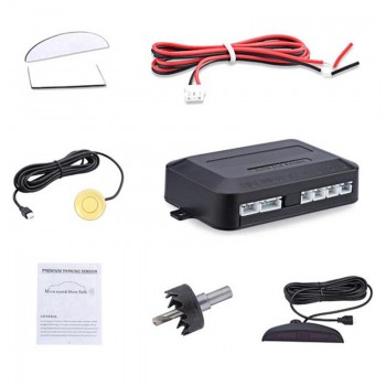 Car LED Reverse Backup Radar Monitor Auto System Alarm Parking Sensor Kit 4 Sensors 22mm Back Light Display 30cm-250cm