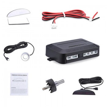 Car LED Reverse Backup Radar Monitor Auto System Alarm Parking Sensor Kit 4 Sensors 22mm Back Light Display 30cm-250cm
