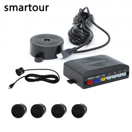 Smartour Car Parking Sensor 22mm 4PCS Sensors Buzzer Kit Reversing Radar Sound Alert Indicator Probe System Universal