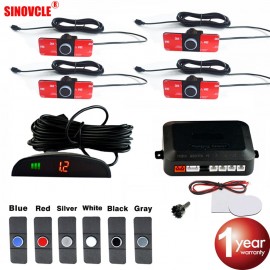 SINOVCLE Car LED Parking Sensor Kit 4 Sensors 16mm Backlight Display Reverse Backup Radar Monitor System 12V 6 Colors