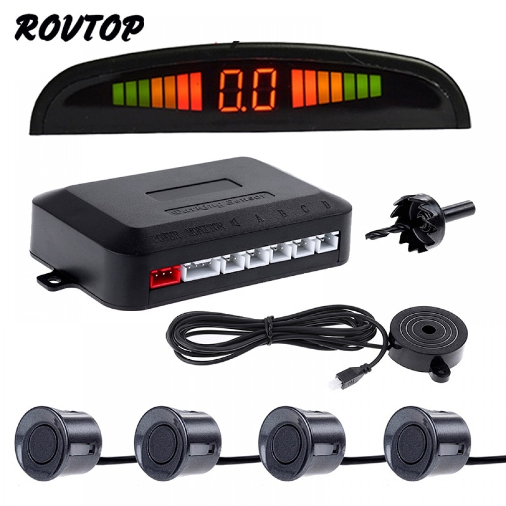 Rovtop Car Buzzer LED Dispaly Parking Sensor System Kit 4 Sensors 22mm For Car Reverse Backup Radar Monitor Detector System Z2