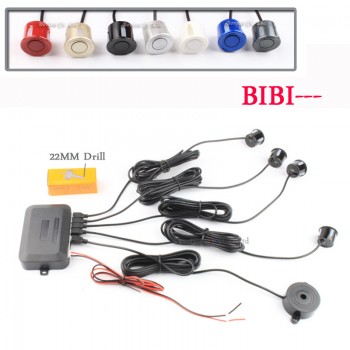 Koorinwoo 4 Sensors Buzzer 22mm Car Parking Sensor Kit Reverse Backup Radar Sound Alert Indicator Probe System 12V Parktronic