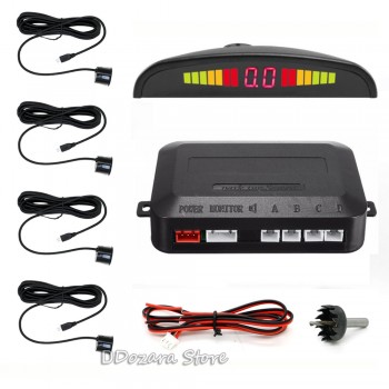 Car Parking Sensors Parktronics 4 Black/Silver/White 13mm Flat Sensors Reverse Backup Radar Sound Buzzer Alarm Adjustable Sound