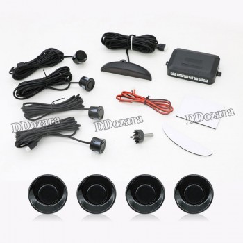 Car Parking Sensors Parktronics 4 Black/Silver/White 13mm Flat Sensors Reverse Backup Radar Sound Buzzer Alarm Adjustable Sound