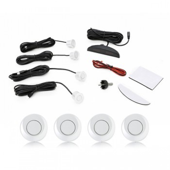 Car Parking Sensors Parktronics 4 Black/Silver/White 13mm Flat Sensors Reverse Backup Radar Sound Buzzer Alarm Adjustable Sound