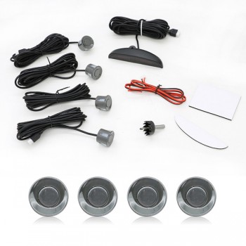 Car Parking Sensors Parktronics 4 Black/Silver/White 13mm Flat Sensors Reverse Backup Radar Sound Buzzer Alarm Adjustable Sound