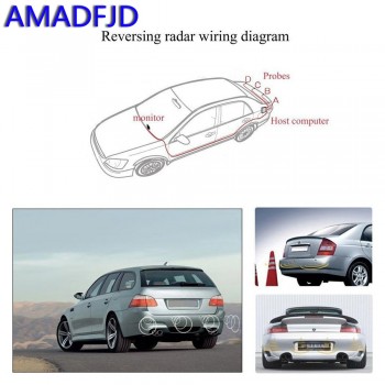 AMADFJD Car Auto LED Parking Sensor Kit with 4 Sensor Reverse Backup Car Parking Radar Monitor Detector System Display Backlight