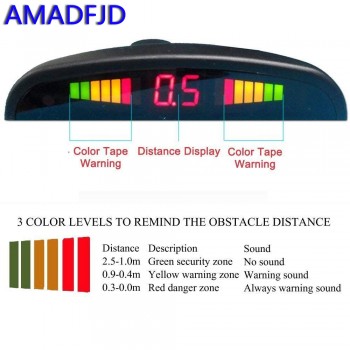 AMADFJD Car Auto LED Parking Sensor Kit with 4 Sensor Reverse Backup Car Parking Radar Monitor Detector System Display Backlight
