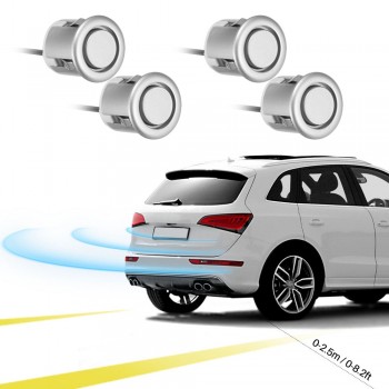 4pcs 19mm Car Parking Sensor Kit Reverse Backup Sensors Buzzer Sound Alert Indicator Probe System 12V
