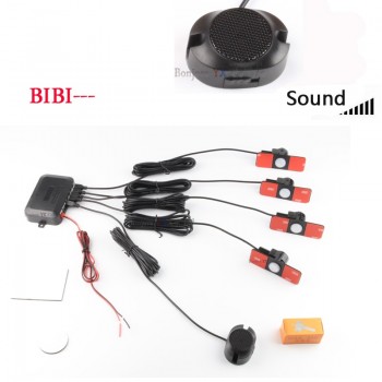 Koorinwoo 4 Sensors Buzzer 16.5mm Car Parking Sensor Kit Reverse Backup Radar Adjust BIBI Speaker Alert Indicator Probe System