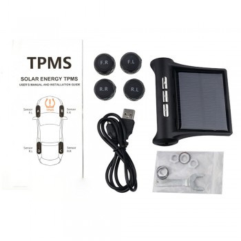 USB or Solar Charging Car TPMS Tire Pressure Monitoring System HD Digital LCD Display Auto Alarm tool Wireless 4 external Sensor