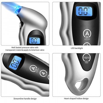 Sikeo Tire pressure gauge 0-150 PSI  Backlight High-precision digital tire pressure monitoring car tire pressure gauge