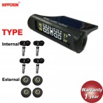 Hippcron Tire Pressure Alarm Sensor Monitor System Tpms Car Display Internal / External Solar Power Charging Temperature Warning