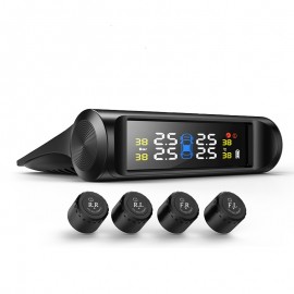 Universal Wireless TPMS Solar Power Tire Pressure Monitoring System Color LCD Display with 4 External Sensors For benz Bmw kia