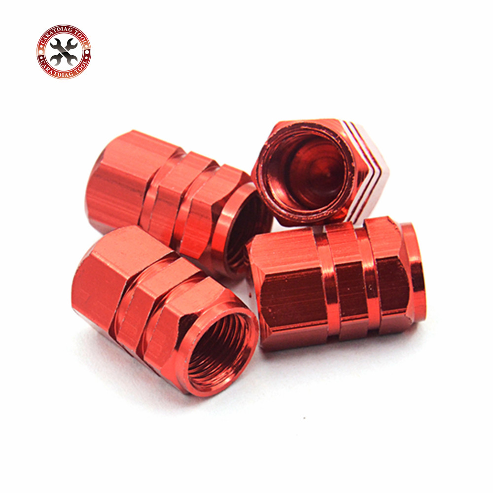 4pcs/set Aluminium alloy Car Tire Valve Caps Red Color Car-Styling Tyre Stems Air Caps Auto Wheel Cover Tire Accessories