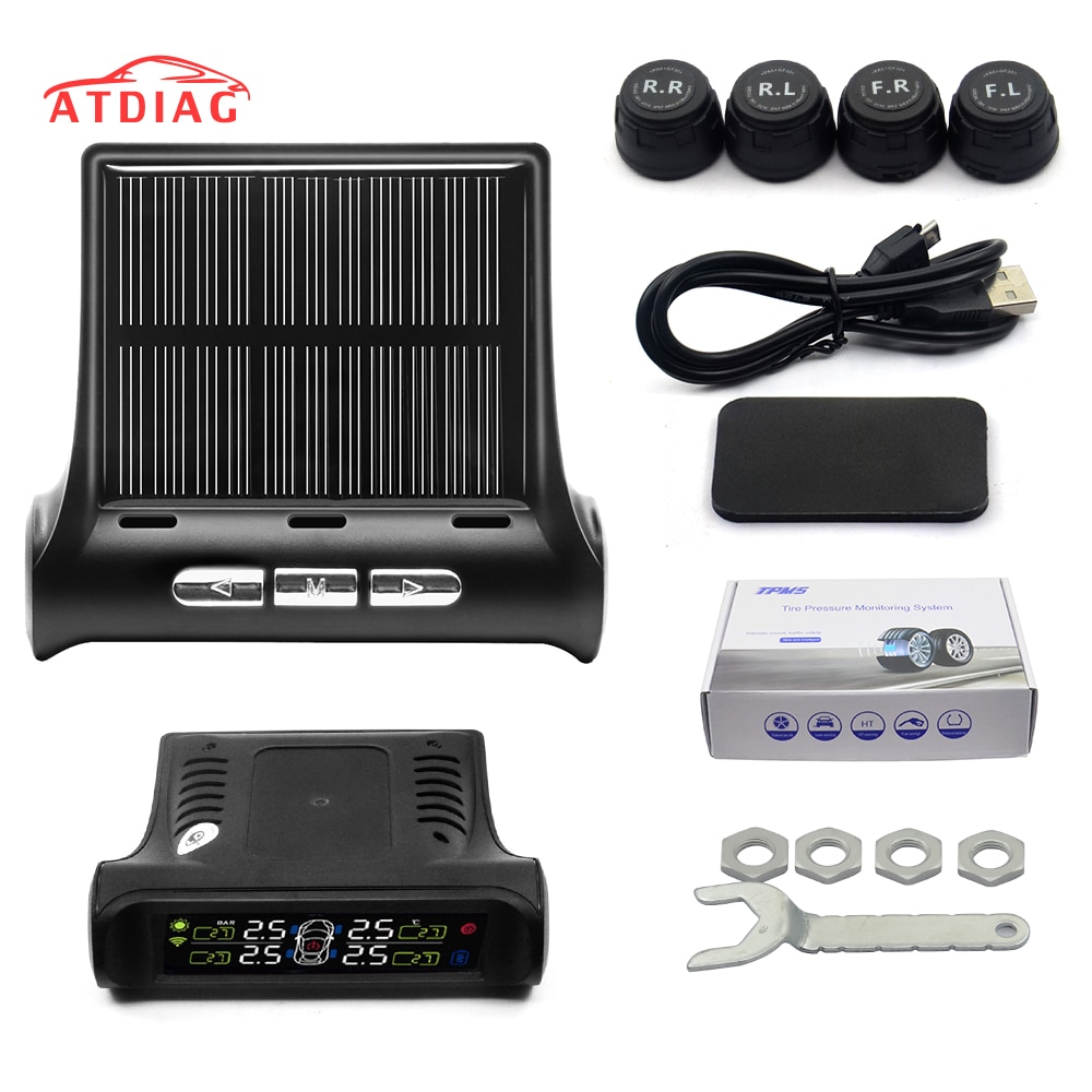BestSolar TPMS Car Tire Pressure Alarm Monitor System Display 4 Internal / External Sensor Temperature Warning T06N T01W Visture
