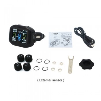 EANOP C400 Solar TPMS Wireless Tire Pressure Monitoring System Plastic Case of Car Alarm Wirless with USB Car Charger 2.0A
