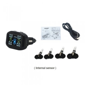 EANOP C400 Solar TPMS Wireless Tire Pressure Monitoring System Plastic Case of Car Alarm Wirless with USB Car Charger 2.0A