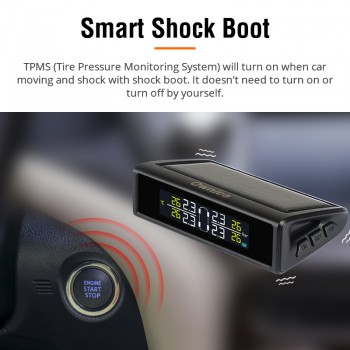Ownice Car Auto Solar Power TPMS Tire Pressure Monitoring 4 External Internal Sensors alarm security System Color Display
