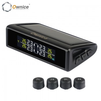 Ownice Car Auto Solar Power TPMS Tire Pressure Monitoring 4 External Internal Sensors alarm security System Color Display