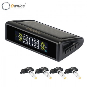 Ownice Car Auto Solar Power TPMS Tire Pressure Monitoring 4 External Internal Sensors alarm security System Color Display