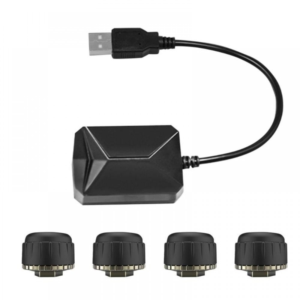 Car TPMS Tire Pressure Monitor Alarm System Kit with 4 External Sensors for Android Video Player Auto Security Alarm Systems USB