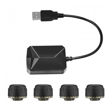 Car TPMS Tire Pressure Monitor Alarm System Kit with 4 External Sensors for Android Video Player Auto Security Alarm Systems USB