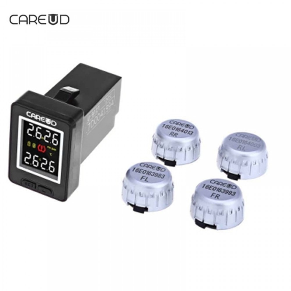 CAREUD U912 Auto Wireless TPMS Tire Pressure Monitoring System with 4 External/Internal Sensors LCD Display  For Toyota
