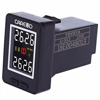 CAREUD U912 Auto Wireless TPMS Tire Pressure Monitoring System with 4 External/Internal Sensors LCD Display  For Toyota