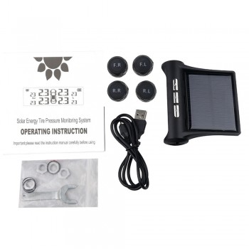 Smart Car TPMS Tire Pressure Alarm Tool Solar Charging Wireless LCD HD Display with External Sensors For Kia Audi Toyota