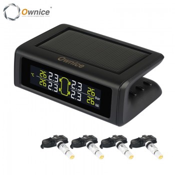 Ownice Smart Wireless Car TPMS security Tyre Pressure Monitoring alarm System Solar Power Digital 4 External Internal Sensor