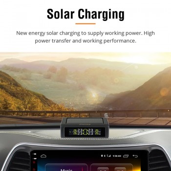 Ownice Smart Wireless Car TPMS security Tyre Pressure Monitoring alarm System Solar Power Digital 4 External Internal Sensor