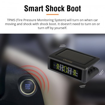 Ownice Smart Wireless Car TPMS security Tyre Pressure Monitoring alarm System Solar Power Digital 4 External Internal Sensor