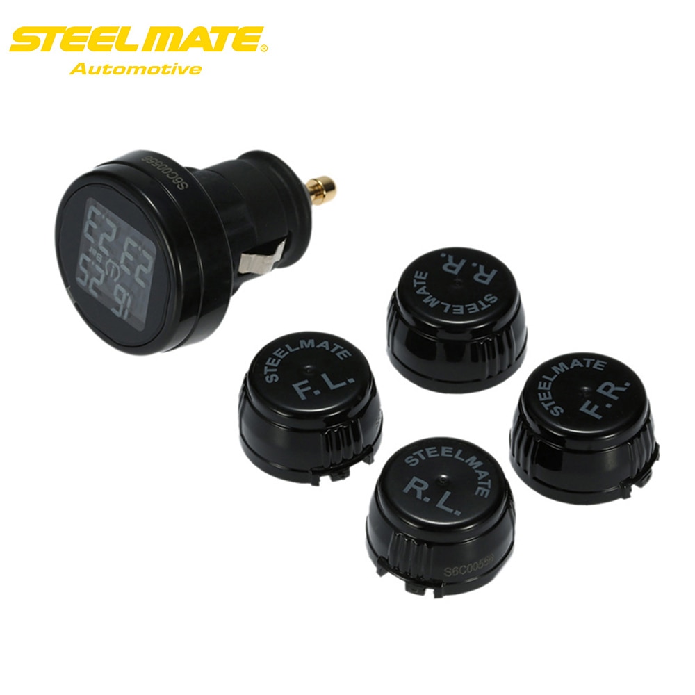 Steelmate TPMS Tire Pressure Monitor System TP-74P/B 4 Sensors Wireless DIY Car Alarm System Diagnostic Tool with LCD Display
